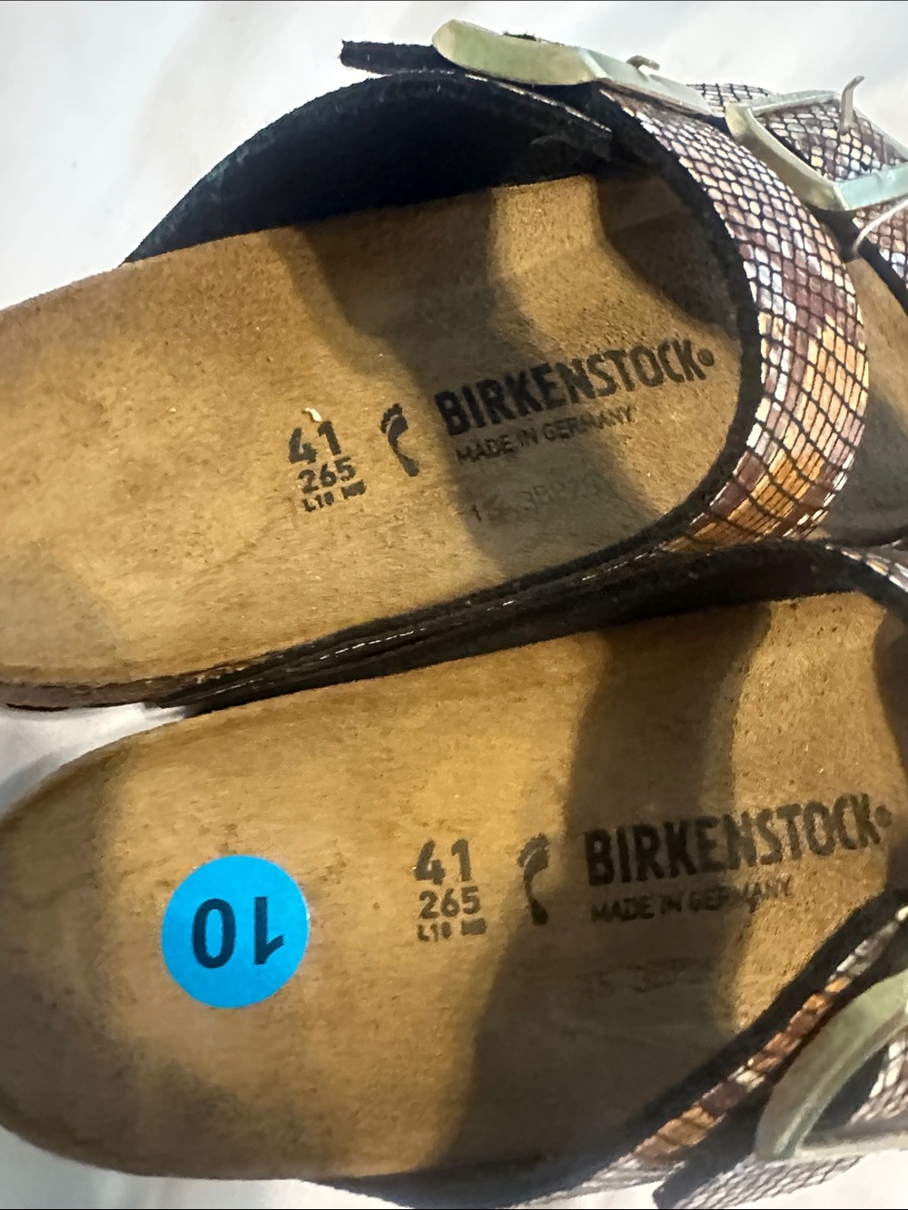 Birkenstock Arizona Two-Strap Sandals Brown Snake-Print Pattern - Picture 6 of 7